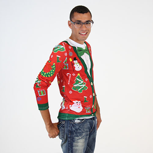 X Mas Cardigan Ugly Christmas Sweater Faux Shirt