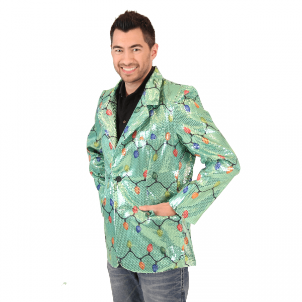 Generic Men Shiny Sequin Blazers Tuxedo Party Dinner Prom One Button Suit Jacket Men Suits Wool Regular Fit Green