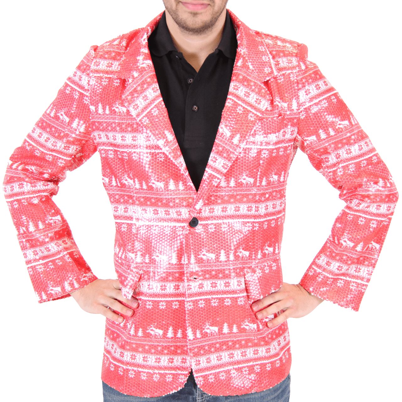 thumbnail image 2 of Dec. 25Th | Jackets & Coats | Dec 25th Ugly Christmas Sport Coat Jacket Blazer Reindeer Drinking Split Size M 2 of 12