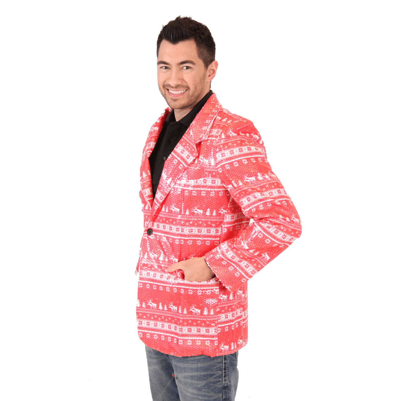 thumbnail image 2 of Dec. 25Th | Jackets & Coats | Dec 25th Ugly Christmas Sport Coat Jacket Blazer Reindeer Drinking Split Size M 2 of 12