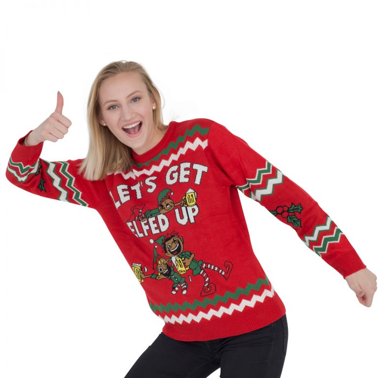 Let's Get Elfed Up Ugly Christmas Sweater - Costume Agent
